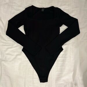 Black ribbed bodysuit